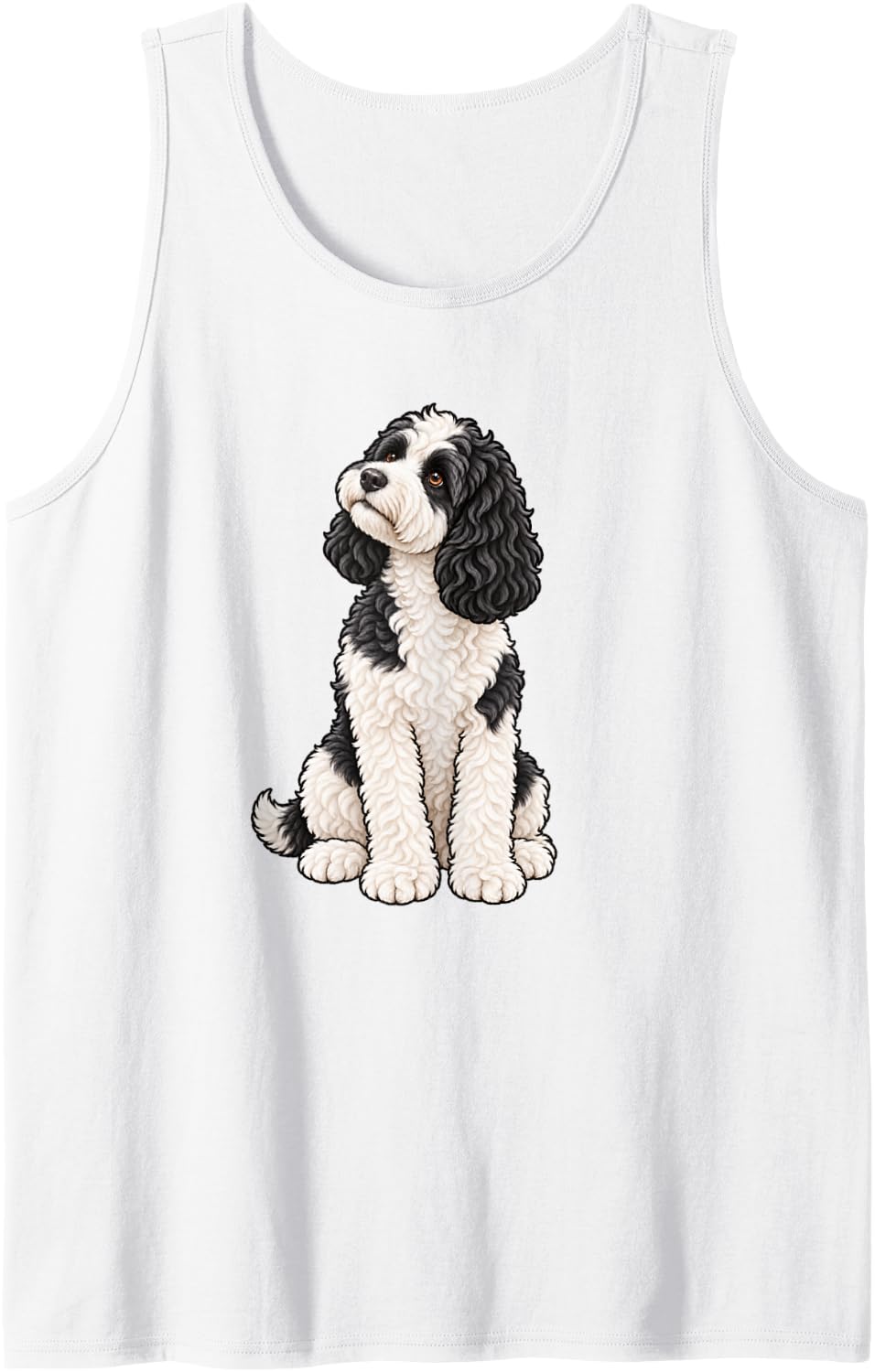 Womens Girl Moms Sitting Black Parti Cockapoo Dog Mama Lover Sleeveless Tank Top - White