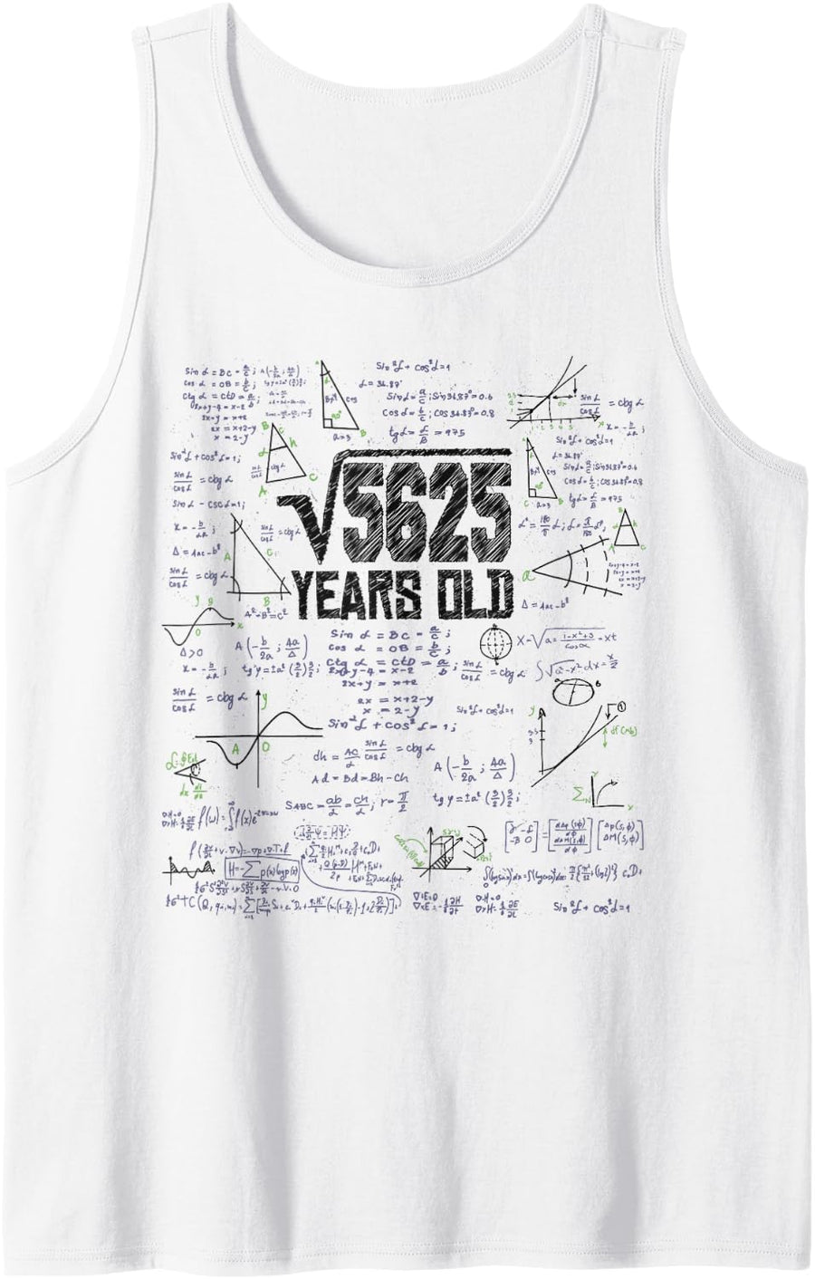 Maths Geek 75th Birthday Square Root by 5625 Sleeveless Tank Top - White