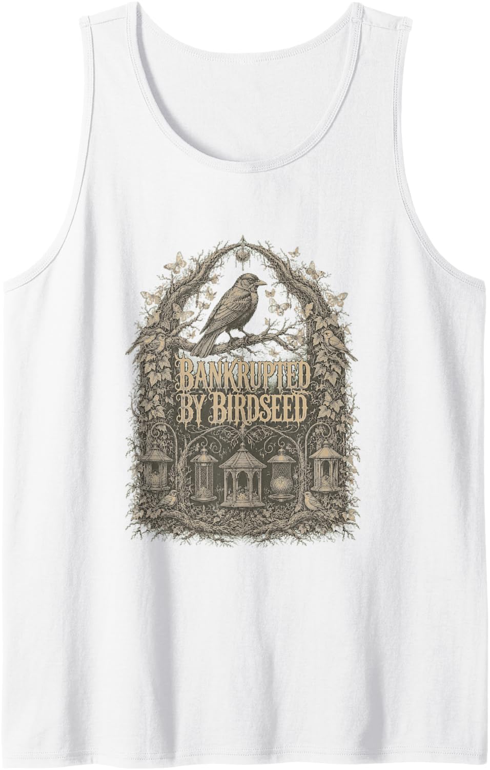 Bankrupted By Birdseed Funny Bird Watching Lover Tank Top - White