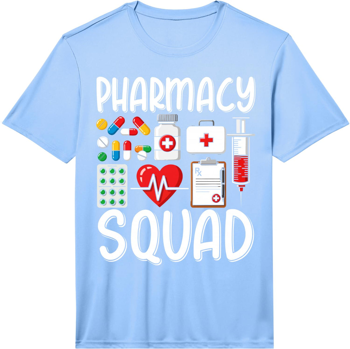 Mens Pharmacy Squad Tshirt Technician Pharmacist Crew Student Performance T-Shirt - Light Blue