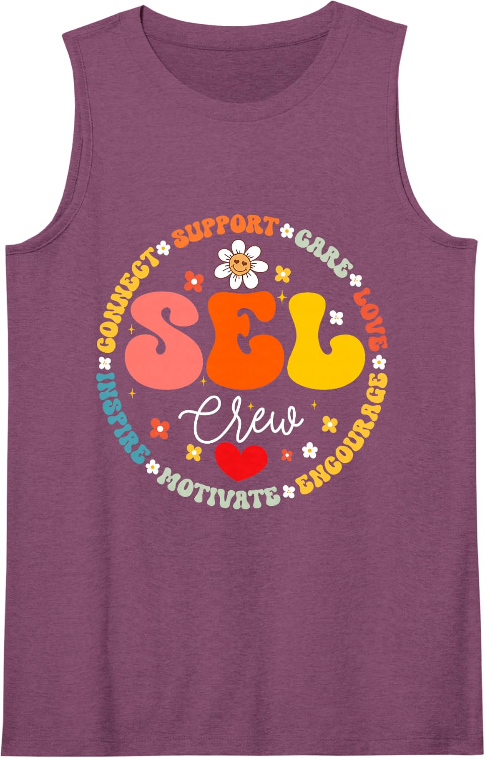 Groovy Social Emotional Learning Teacher SEL Crew Teacher Sleeveless Tank Top - Purple