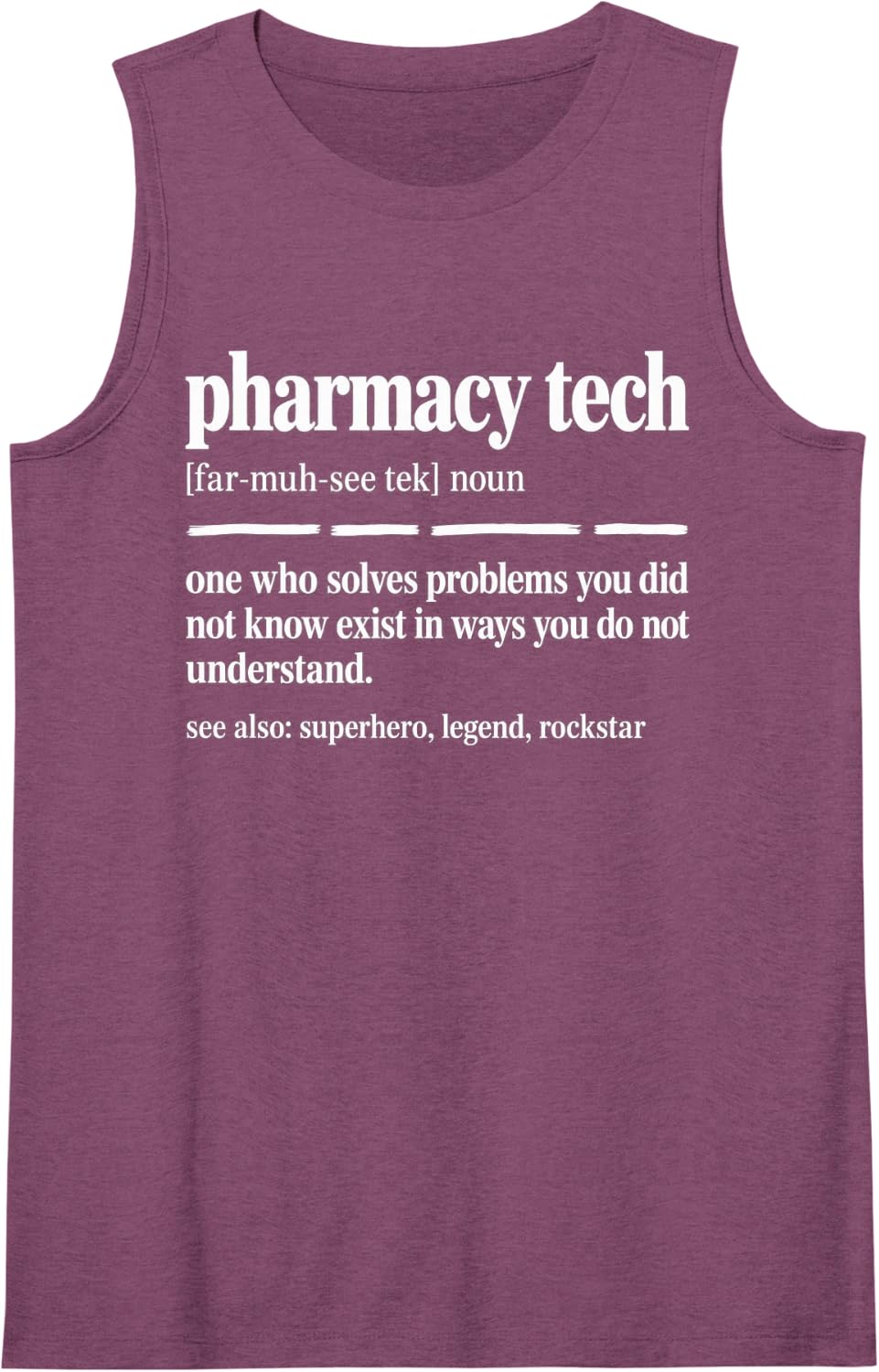 Pharmacy Tech Definition Healthcare Sleeveless Tank Top - Purple