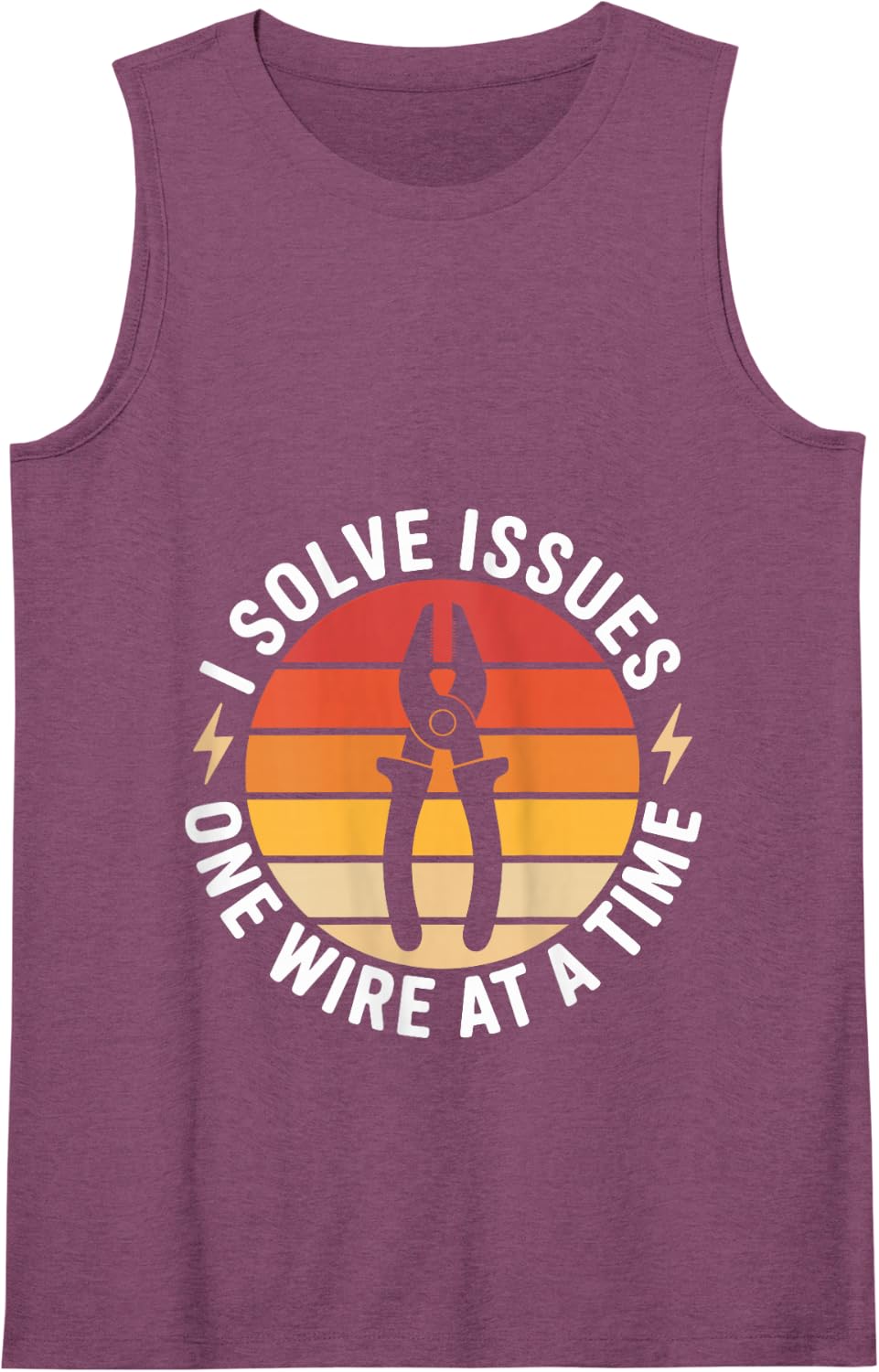 I Solve Issues One Wire At A Time Electrician Tank Top - Purple