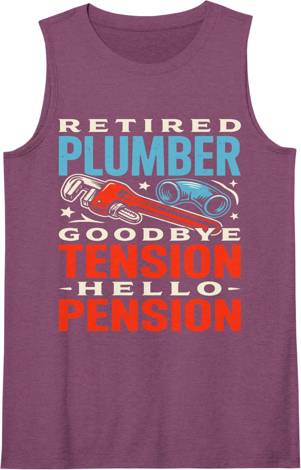 Retired Plumber Goodbye Tension Pension Retire Retirement Sleeveless Tank Top - Purple