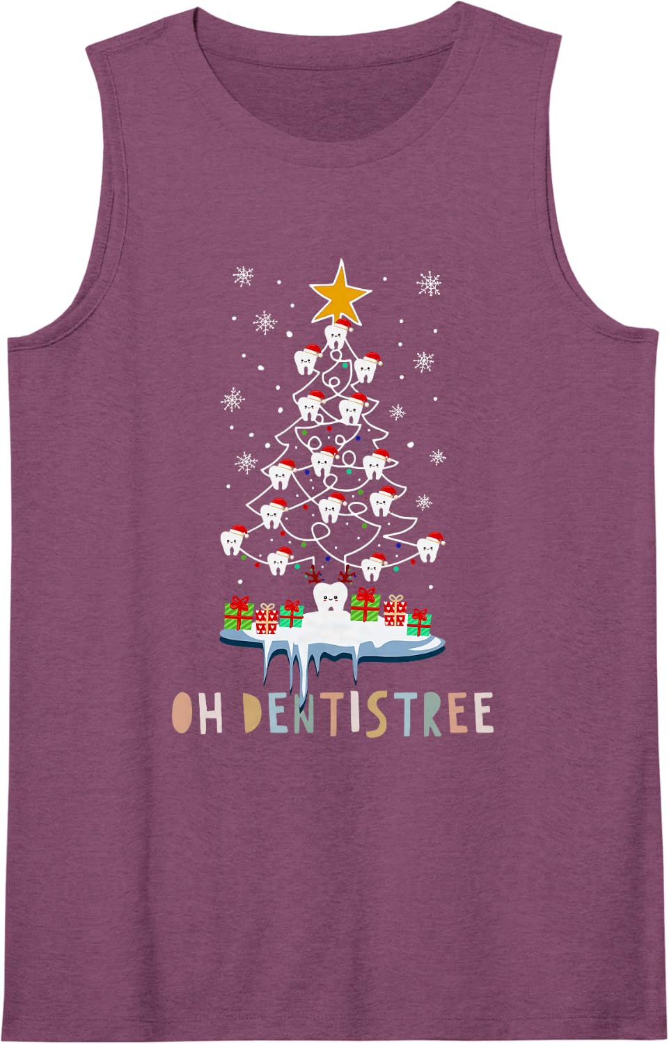 Oh Dentist Tree Dental Hygiene Christmas Dentist Assistant Sleeveless Tank Top - Purple