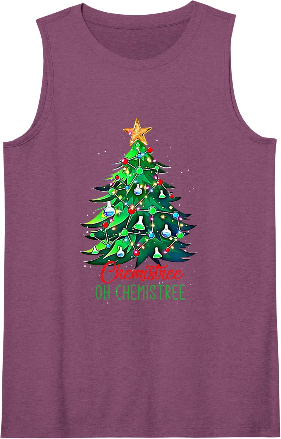 Oh Chemistree Funny Christmas Tree Chemistry Chemist Sleeveless Tank Top - Purple