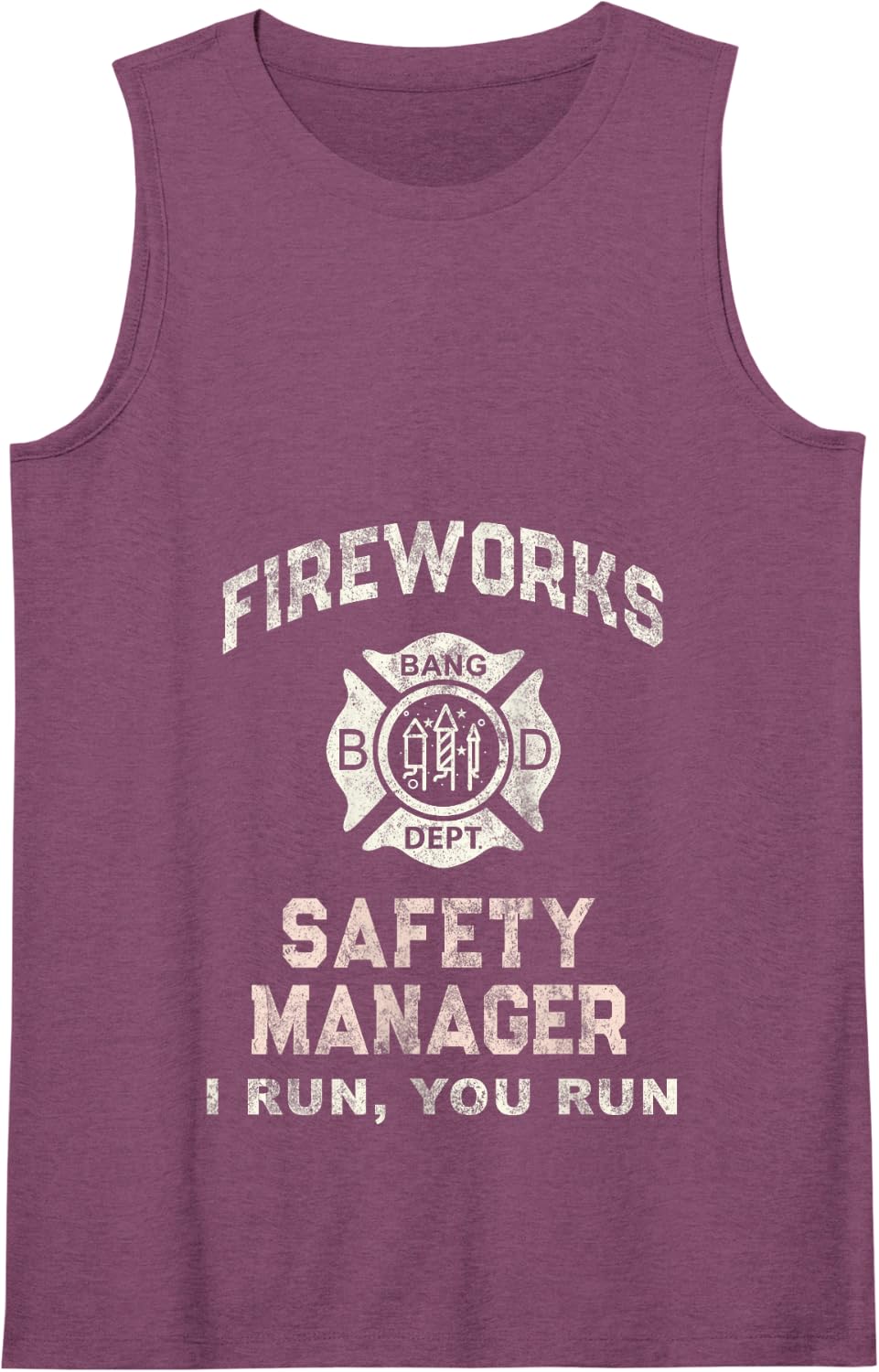 Funny FIREWORKS SAFETY MANAGER Boom Squad Director Pyro Tank Top - Purple