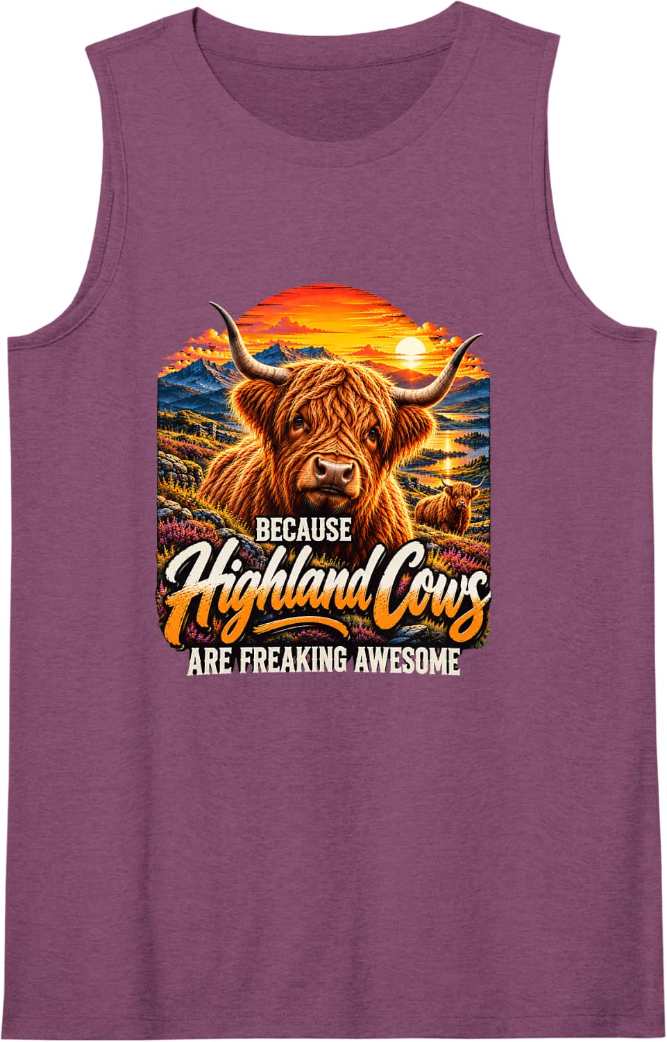 Funny Highland Cow Because Highland Cows Sleeveless Tank Top - Purple