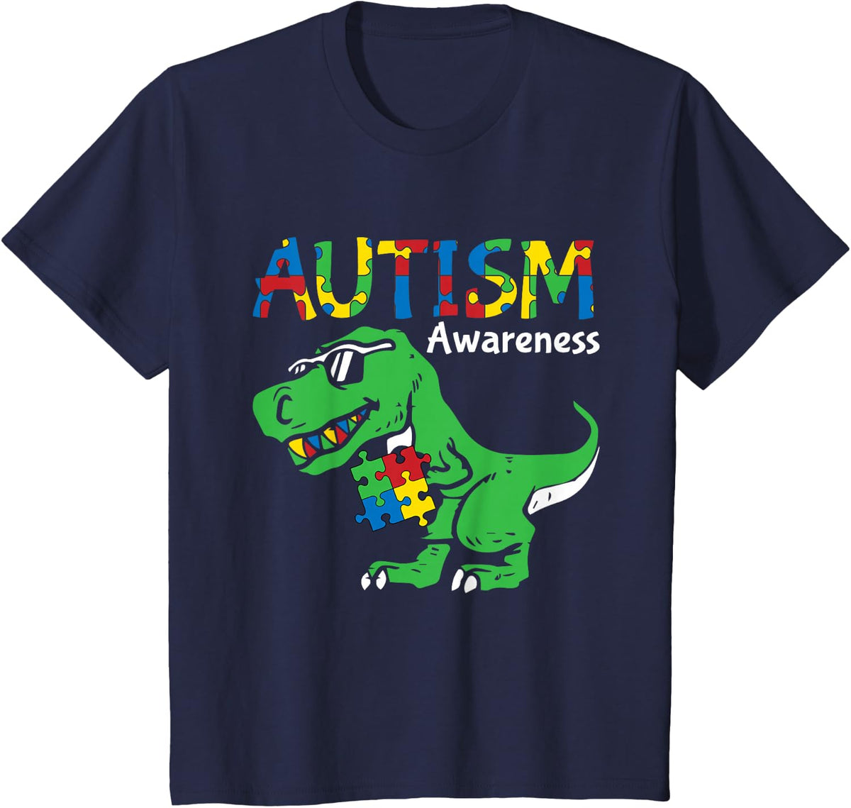 Autism Dinosaur T-Shirt - Navy Blue