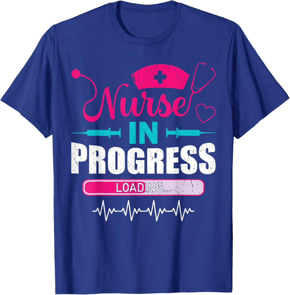 Nurse in Progress Funny Nursing School T-Shirt Tee for Student Nurses - Royal Blue
