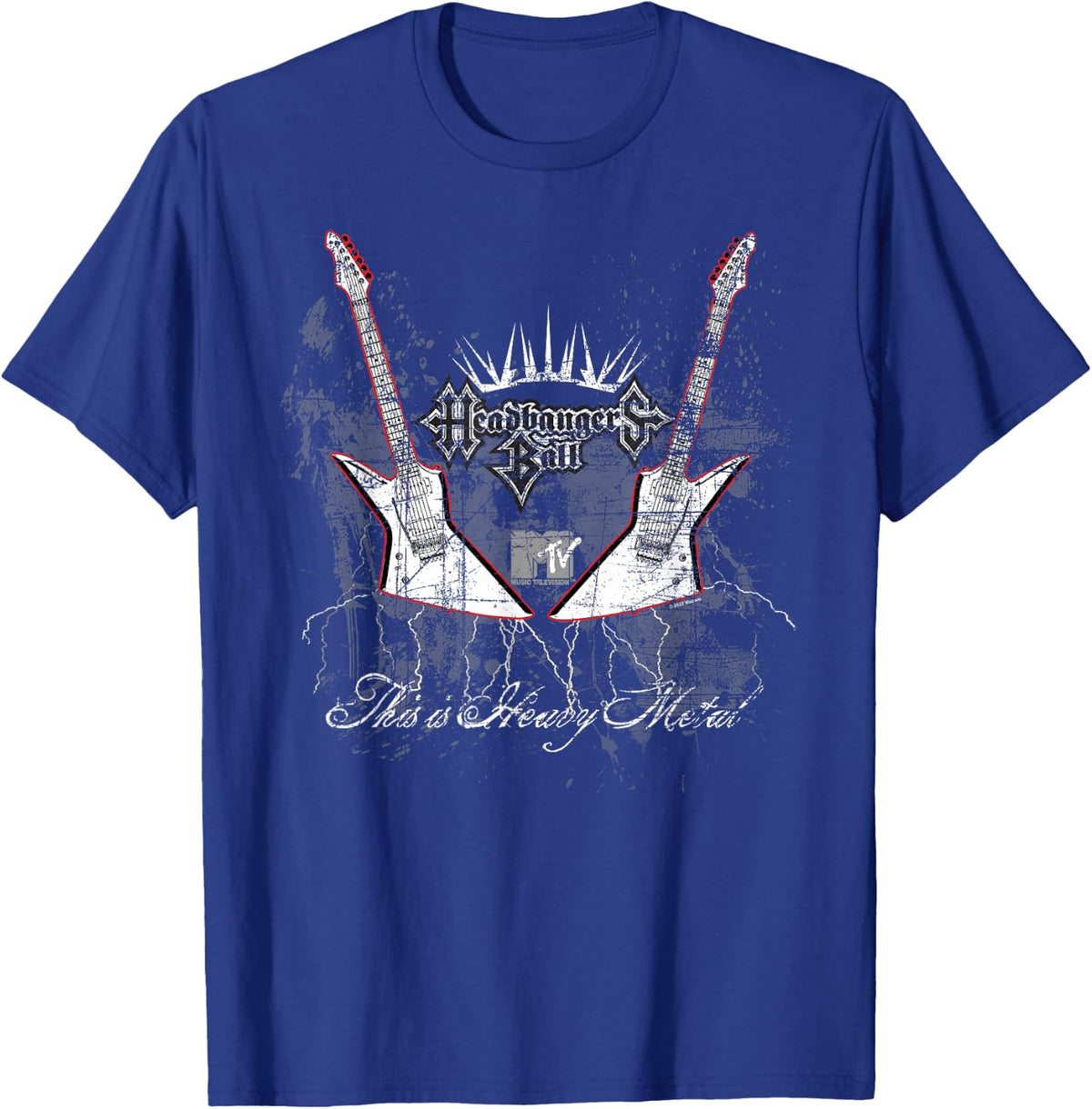 Headbangers Ball Distressed Guitars T-Shirt - Royal Blue