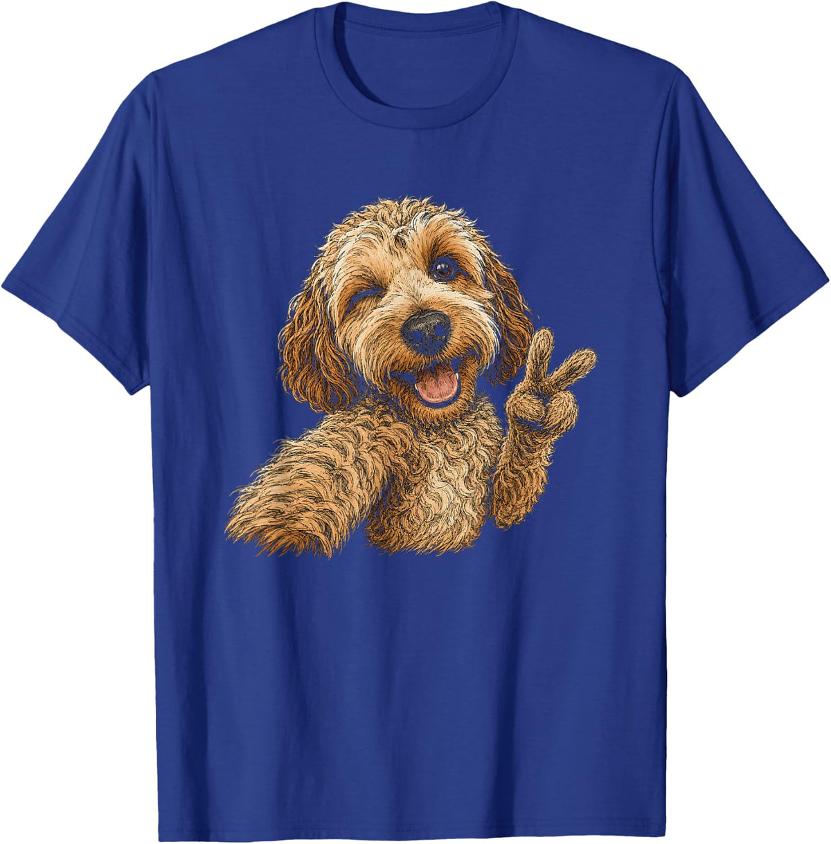 Funny Cockapoo Selfie Artwork Design T-Shirt - Royal Blue