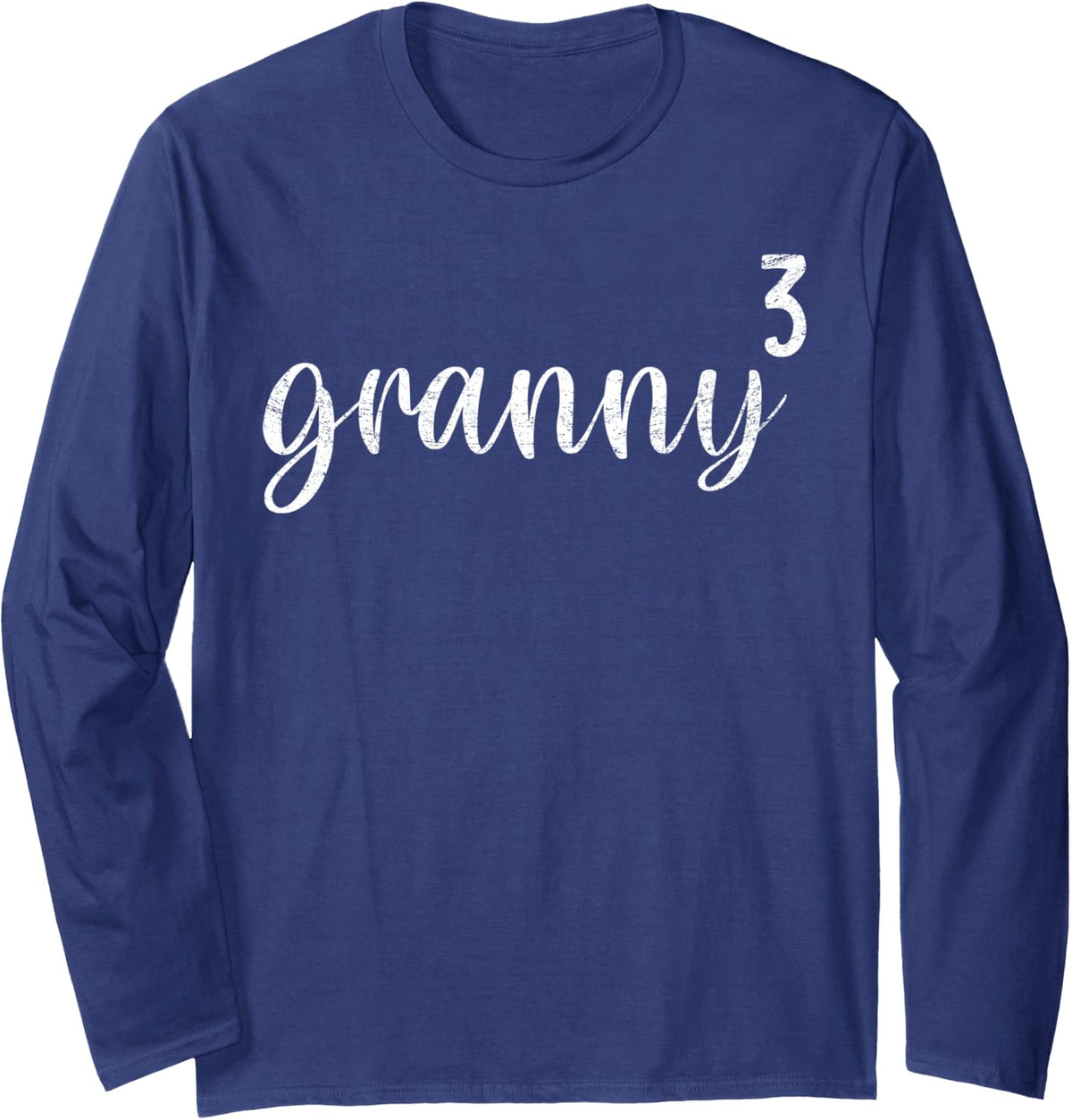 Granny 3 Mama of 3 Funny Mother's Day Long Sleeve T-Shirt - Adult Unisex Navy Blue