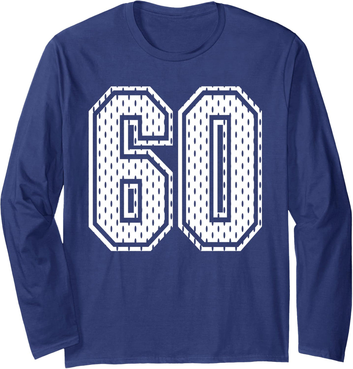 White Number 60 Sports Fan #60 Jersey Shirt Team Player Long Sleeve T-Shirt - Adult Unisex Navy Blue