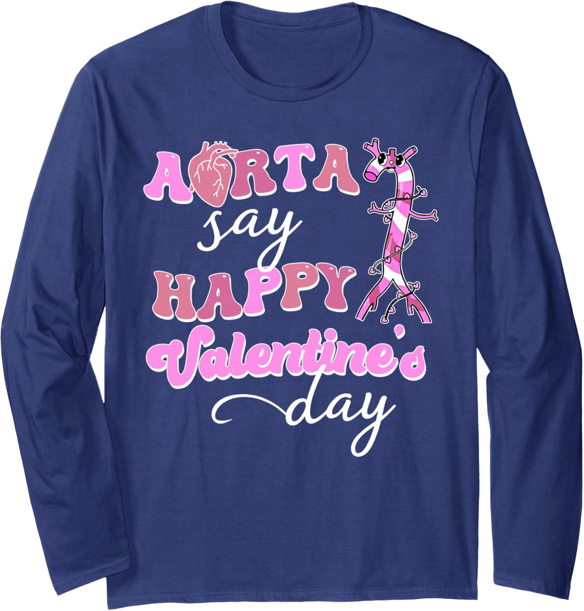 Telemetry Nurse Tele Tech EKG Valentines CVICU Nurse Squad Long Sleeve T-Shirt - Adult Unisex Navy Blue