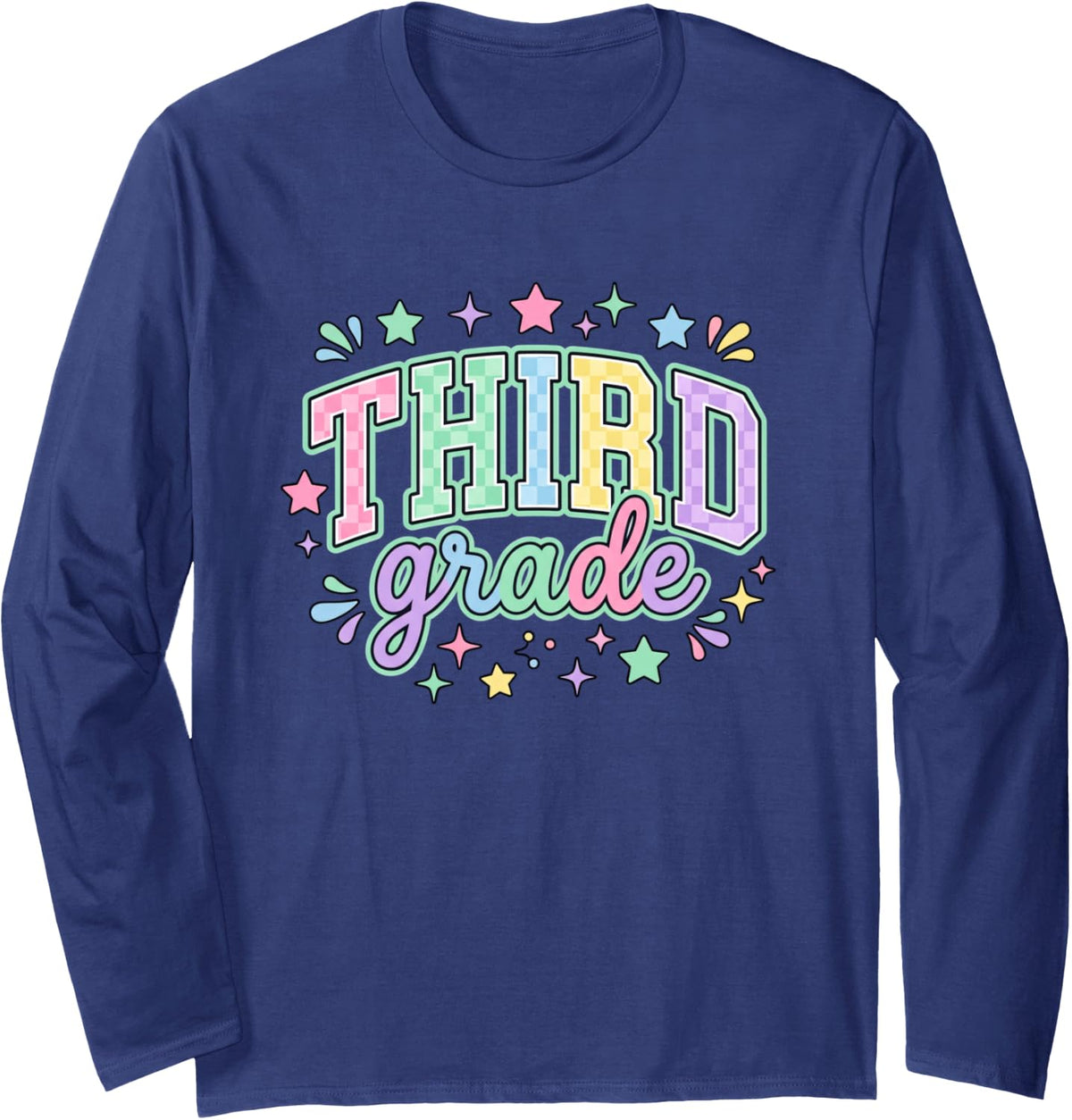 Third Grade Back to School Elementary Student Teacher Long Sleeve T-Shirt - Adult Unisex Navy Blue
