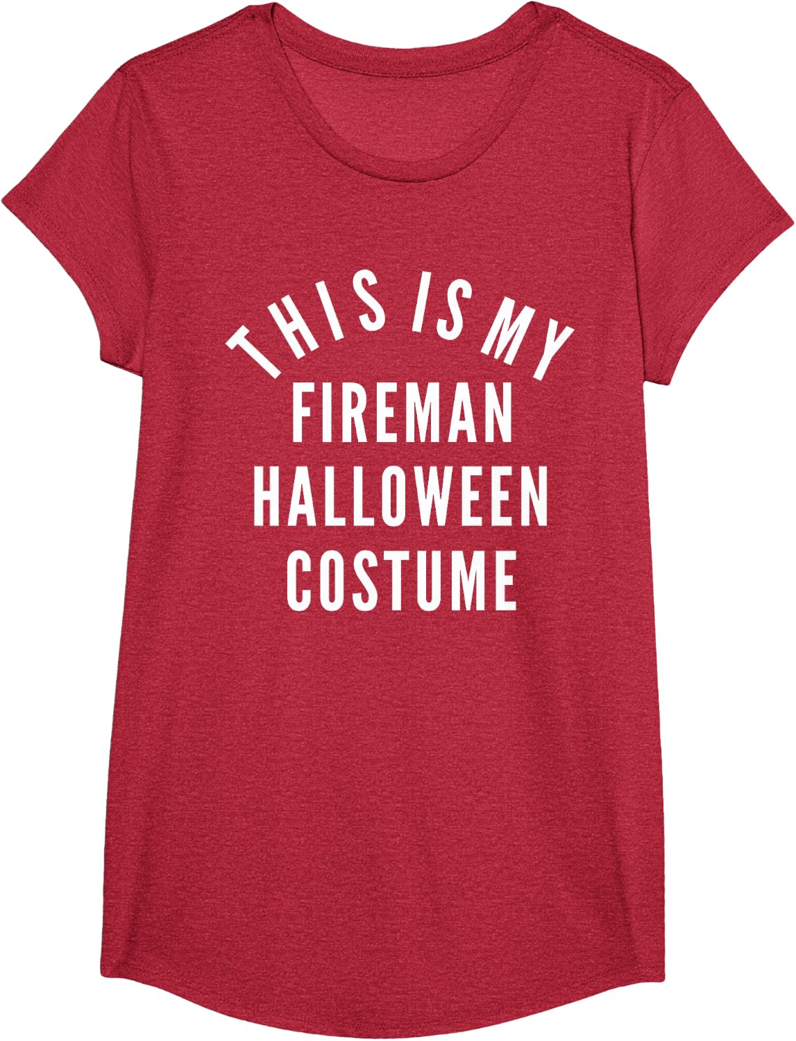 Fireman - Funny Easy Lazy Quick Halloween Costume T-Shirt - Girls Red Heather
