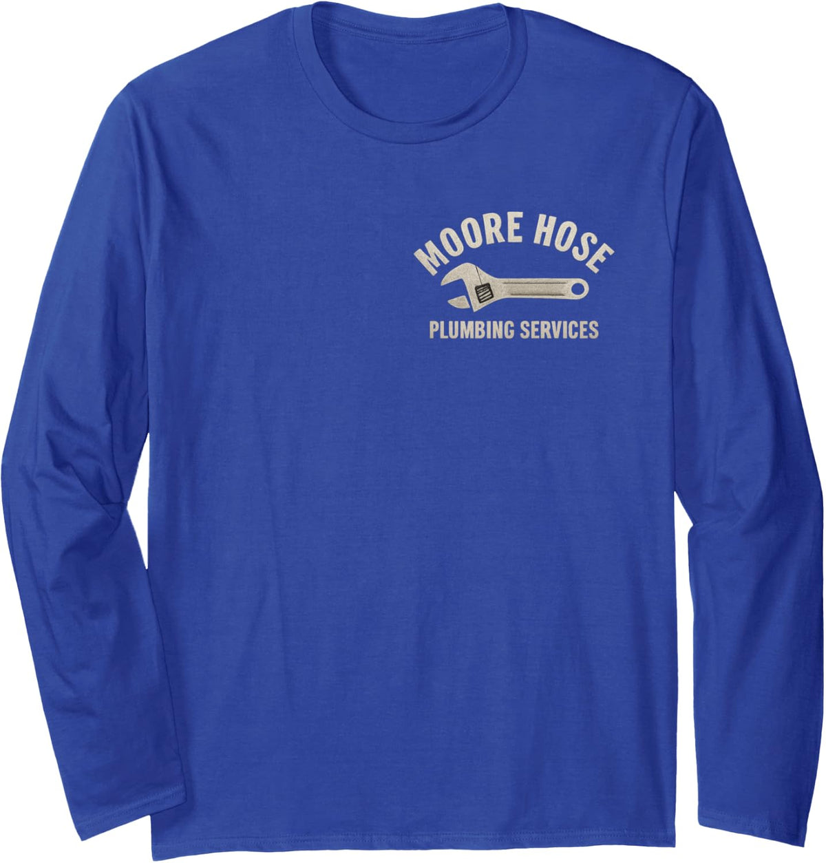 Moore Hose Plumbing Services Vintage Laying Pipe Since 1969 Long Sleeve T-Shirt - Adult Unisex Royal Blue