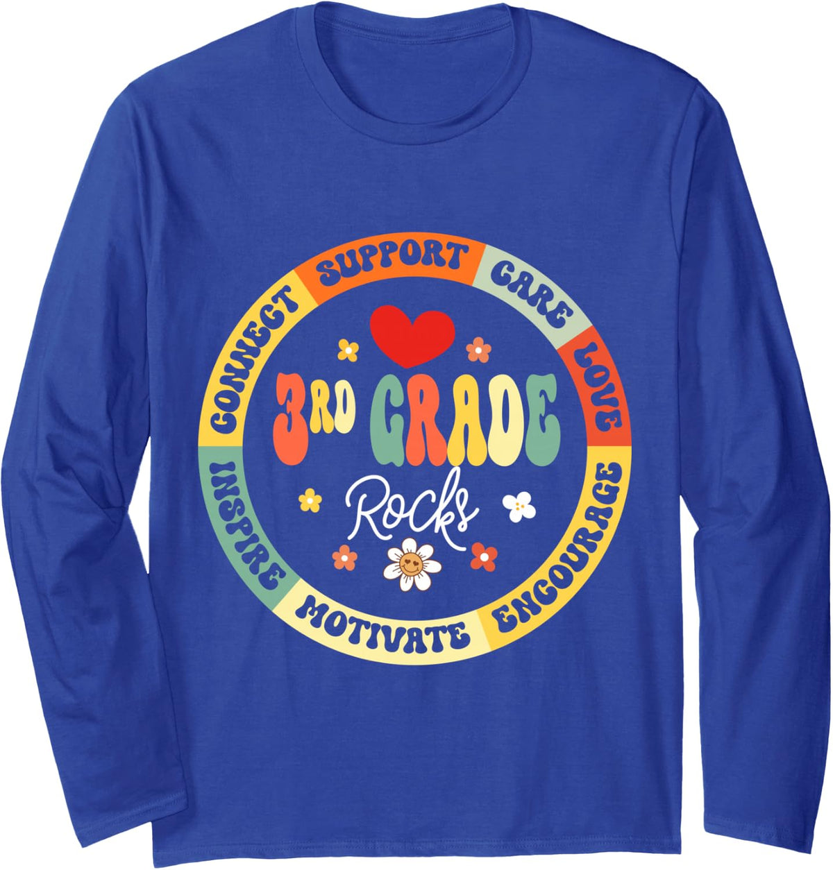 Third Grade Teacher 3rd Grade Rocks 1st Day of School Long Sleeve T-Shirt - Adult Unisex Royal Blue
