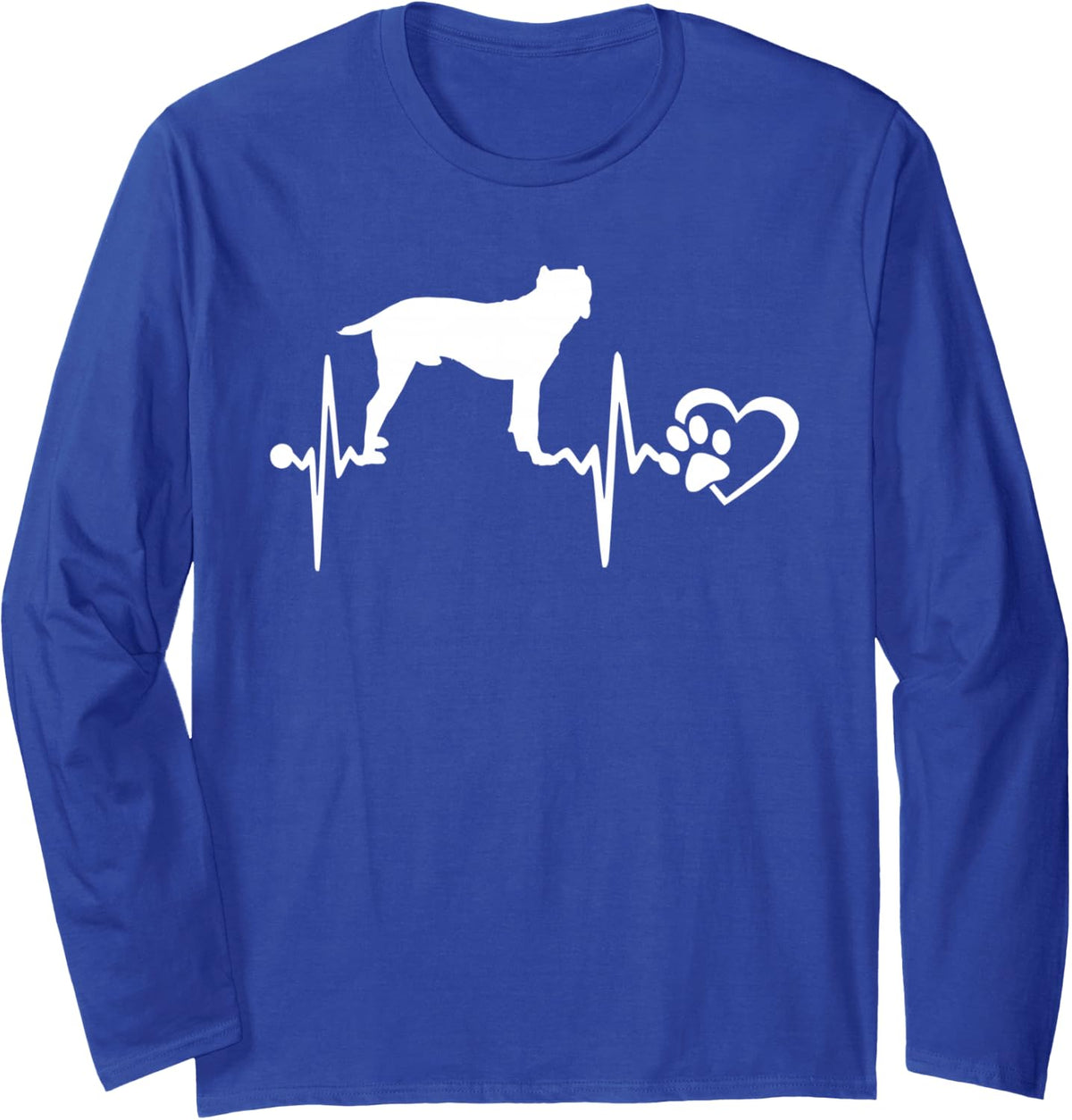 Cane Corso Dog Heartbeat Paw Love Funny Puppy Lover Long Sleeve T-Shirt - Adult Unisex Royal Blue