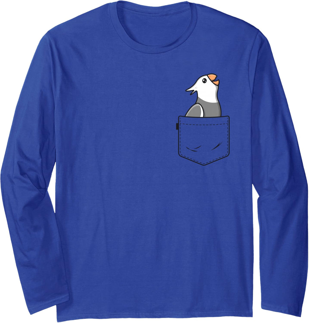 Pocket White Face Cockatiel Women Girls Funny Bird Lovers Long Sleeve T-Shirt - Adult Unisex Royal Blue