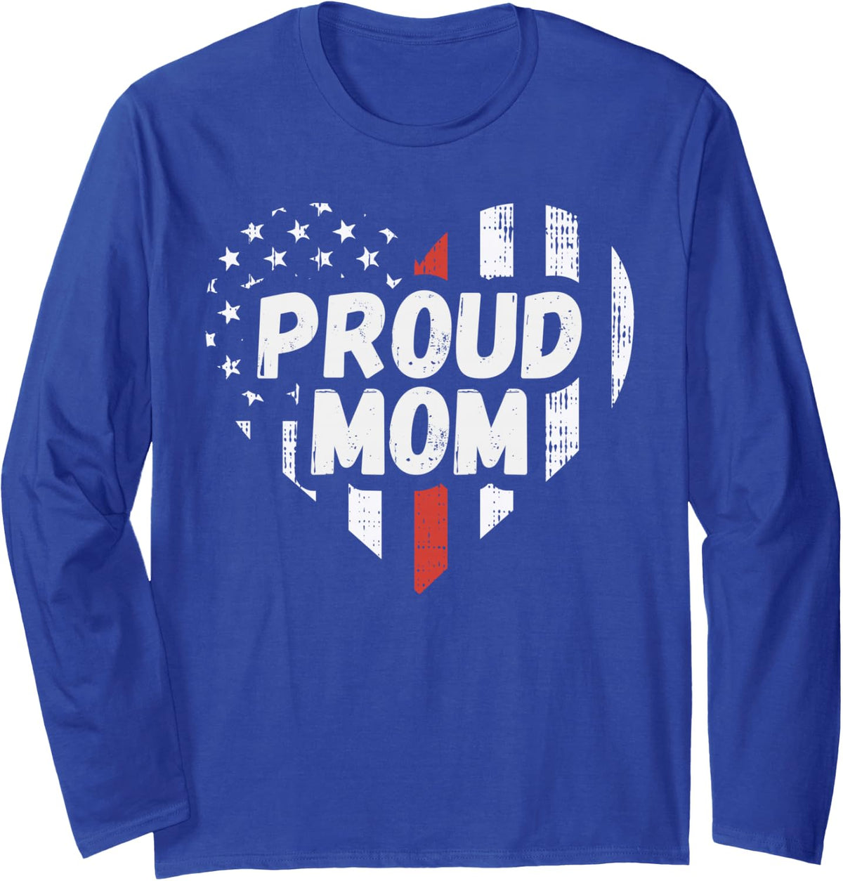 Firefighter Proud Mom Shirt USA Thin Red Line Christmas Long Sleeve T-Shirt - Adult Unisex Royal Blue