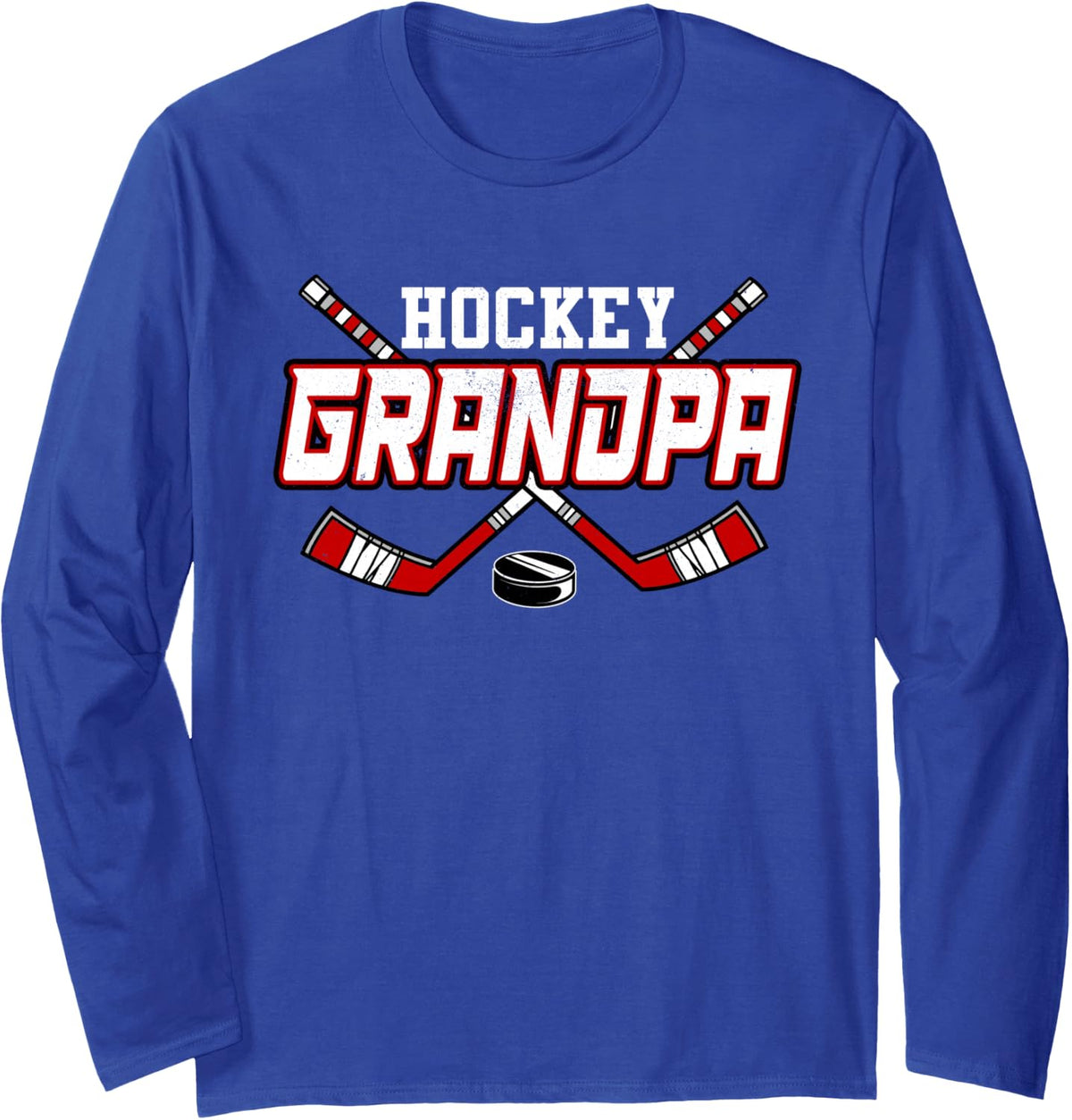Hockey Grandpa Shirts For Men Papa Father's Day Vintage Long Sleeve T-Shirt - Adult Unisex Royal Blue
