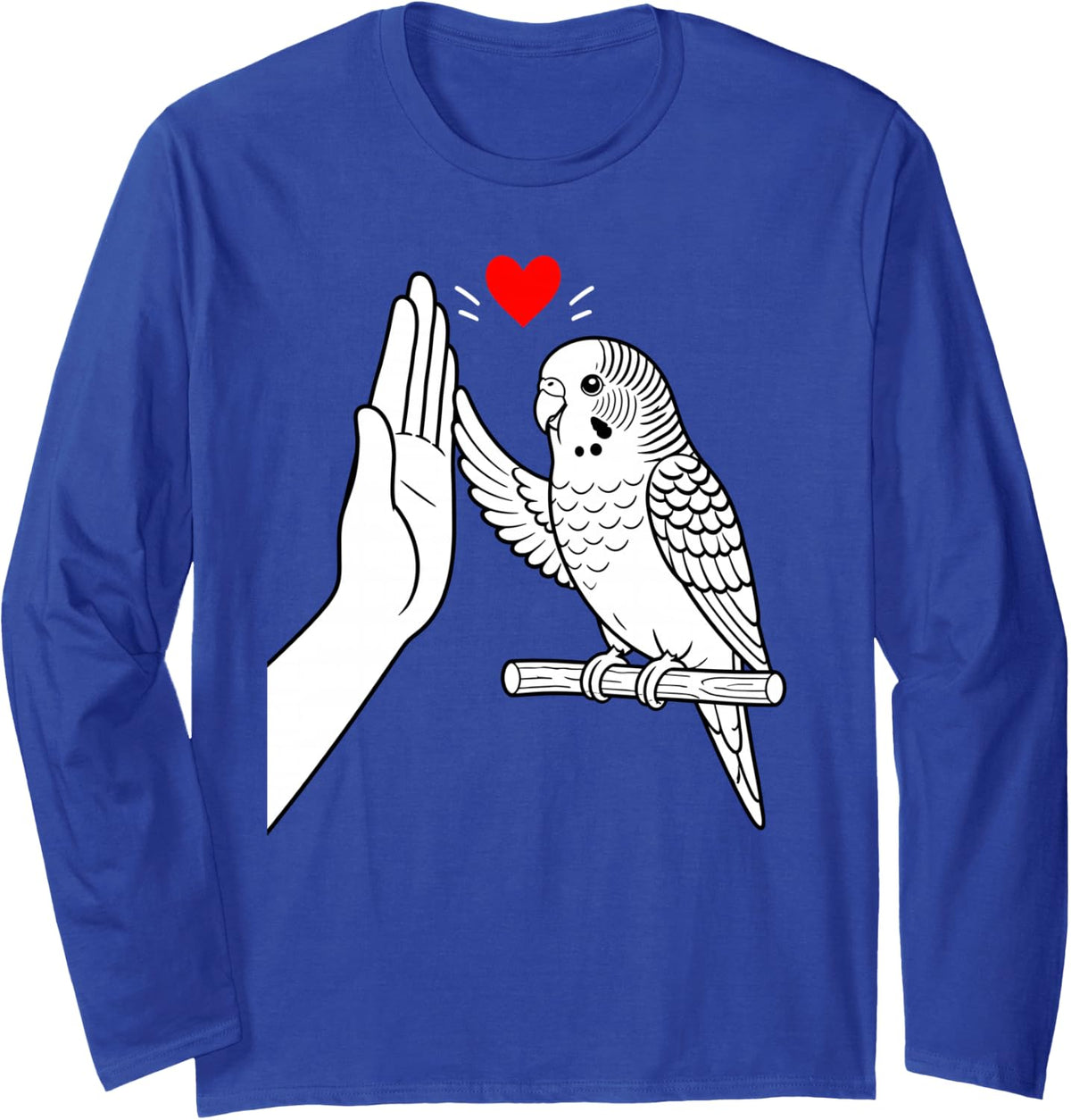 Budgie Design for Men Women Kids Parakeet Budgerigar Long Sleeve T-Shirt - Adult Unisex Royal Blue