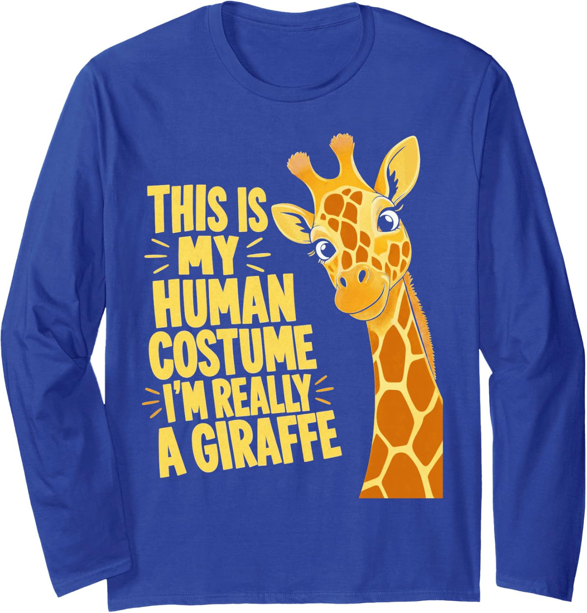 Funny Giraffe Lover Cute Safari Animal Long Sleeve T-Shirt - Adult Unisex Royal Blue