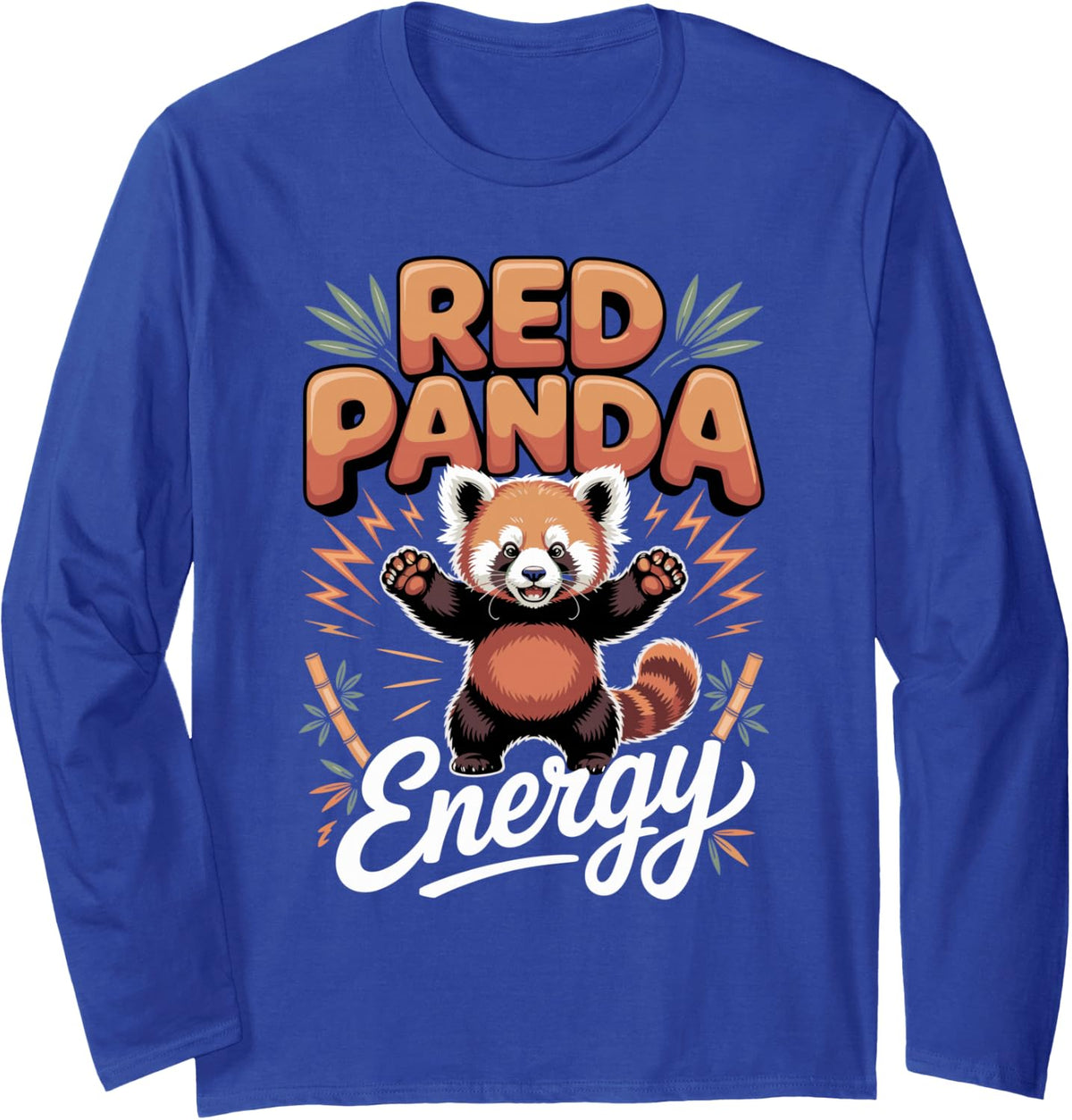 Red Panda Energy Wildlife Animal Lover Bamboo Long Sleeve T-Shirt - Adult Unisex Royal Blue