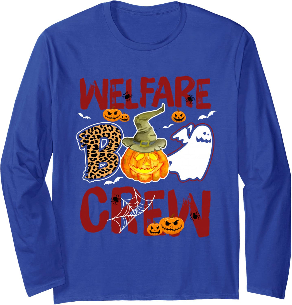 Welfare Boo Crew Halloween Welfare Worker Match Long Sleeve T-Shirt - Adult Unisex Royal Blue