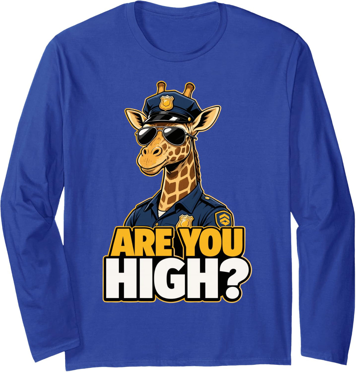 Funny Giraffe Long Sleeve T-Shirt - Adult Unisex Royal Blue