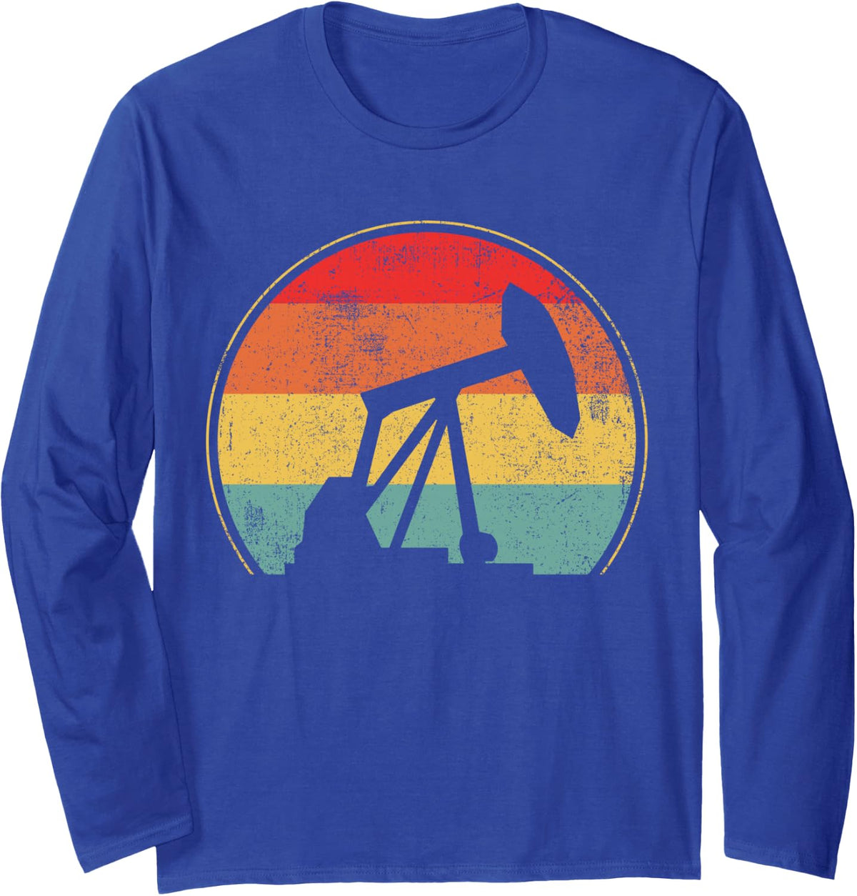 Oil Rig Oilfield Pump Jack Oil Worker Long Sleeve T-Shirt - Adult Unisex Royal Blue
