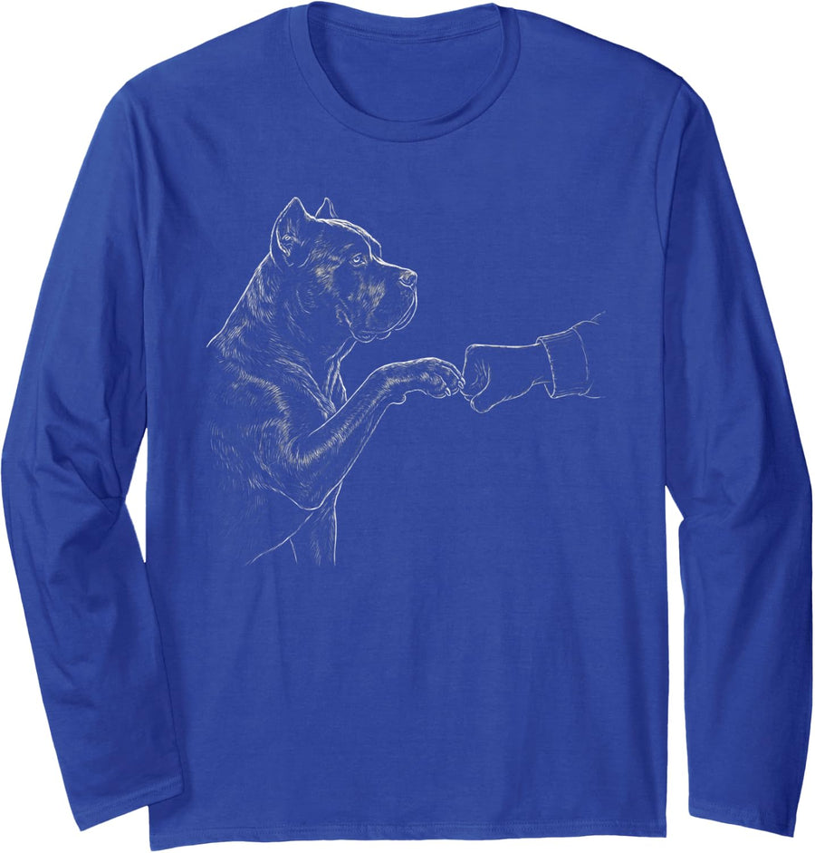 Cane Corso Fist Bump Dog Owner Friendship Men Women Long Sleeve T-Shirt - Adult Unisex Royal Blue
