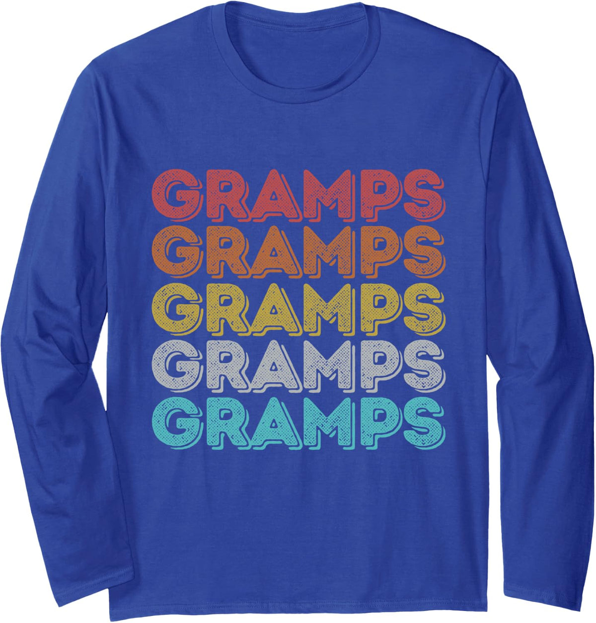 Vintage Retro Gramps Long Sleeve T-Shirt - Adult Unisex Royal Blue