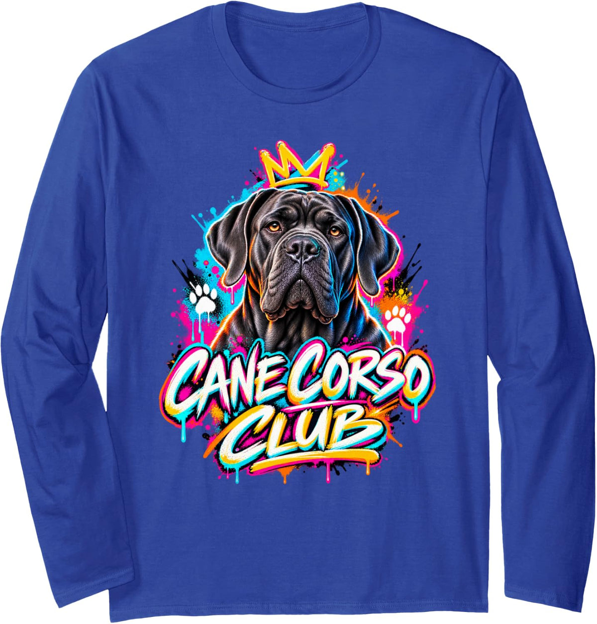 Cane Corso Club Graffiti Street Art Dog Mom, Cane Corse Mom Long Sleeve T-Shirt - Adult Unisex Royal Blue
