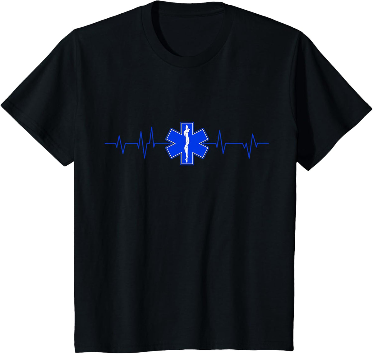 Paramedic Heartbeat Emergency Medical Technician Attendant T-Shirt - Black