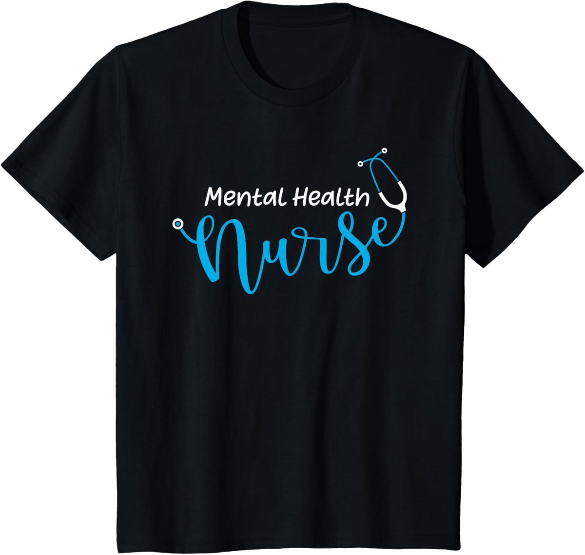 Stethoscope Mental Health Nurse T-Shirt - Black