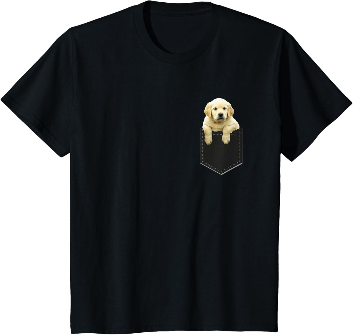 Golden Retriever In Pocket T Shirt Puppy Dog in Your Pocket T-Shirt - Black