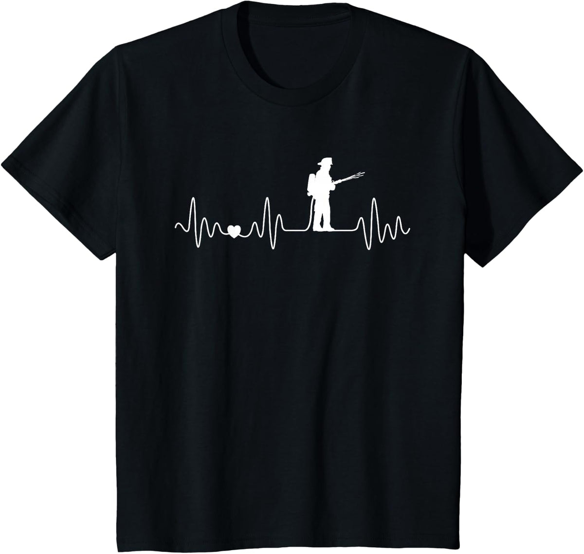 Firefighter Heartbeat Design for Firefighters Men Women T-Shirt - Black
