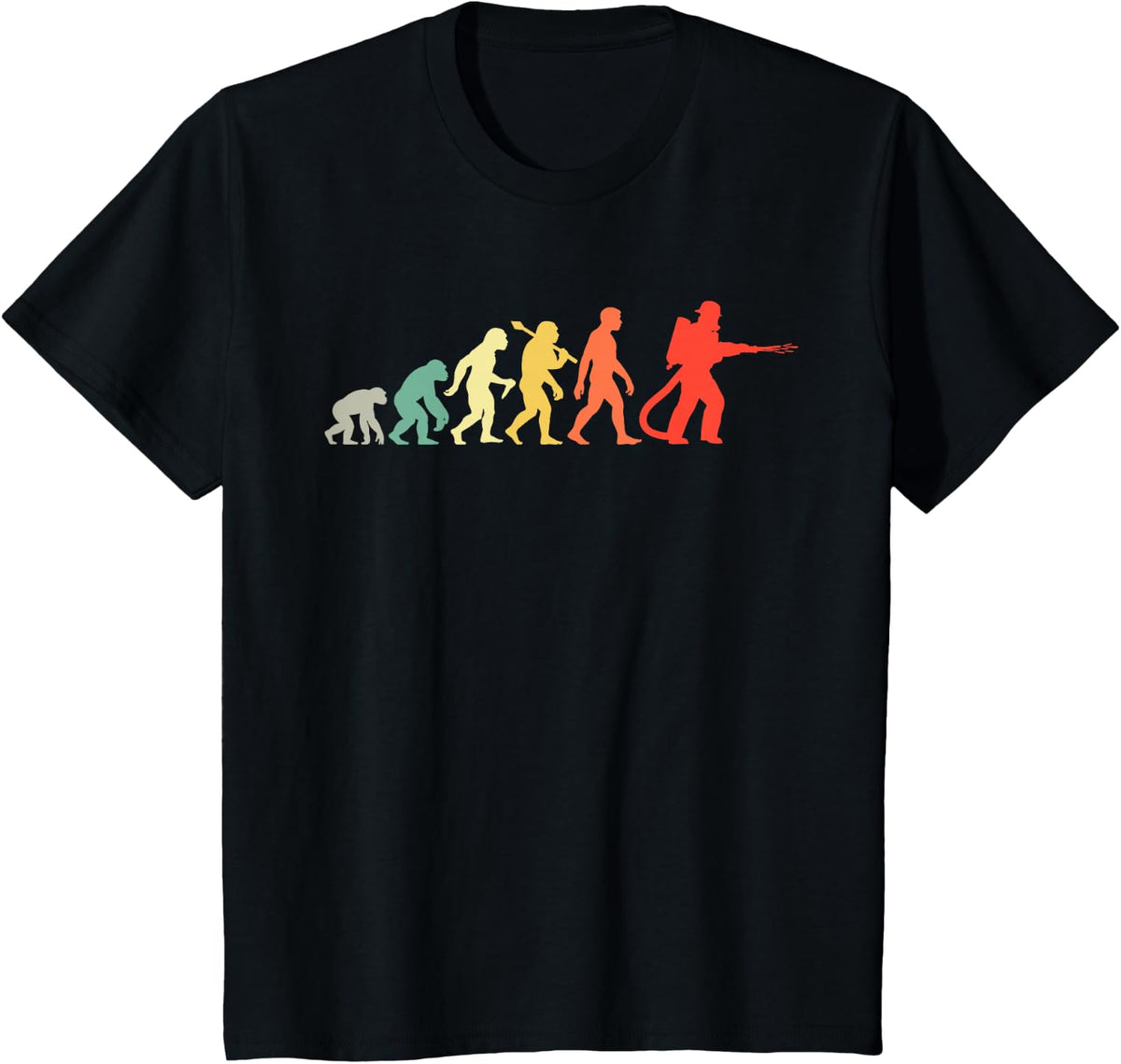 Retro Firefighter Evolution for Firefighters Men Women Kids T-Shirt - Black