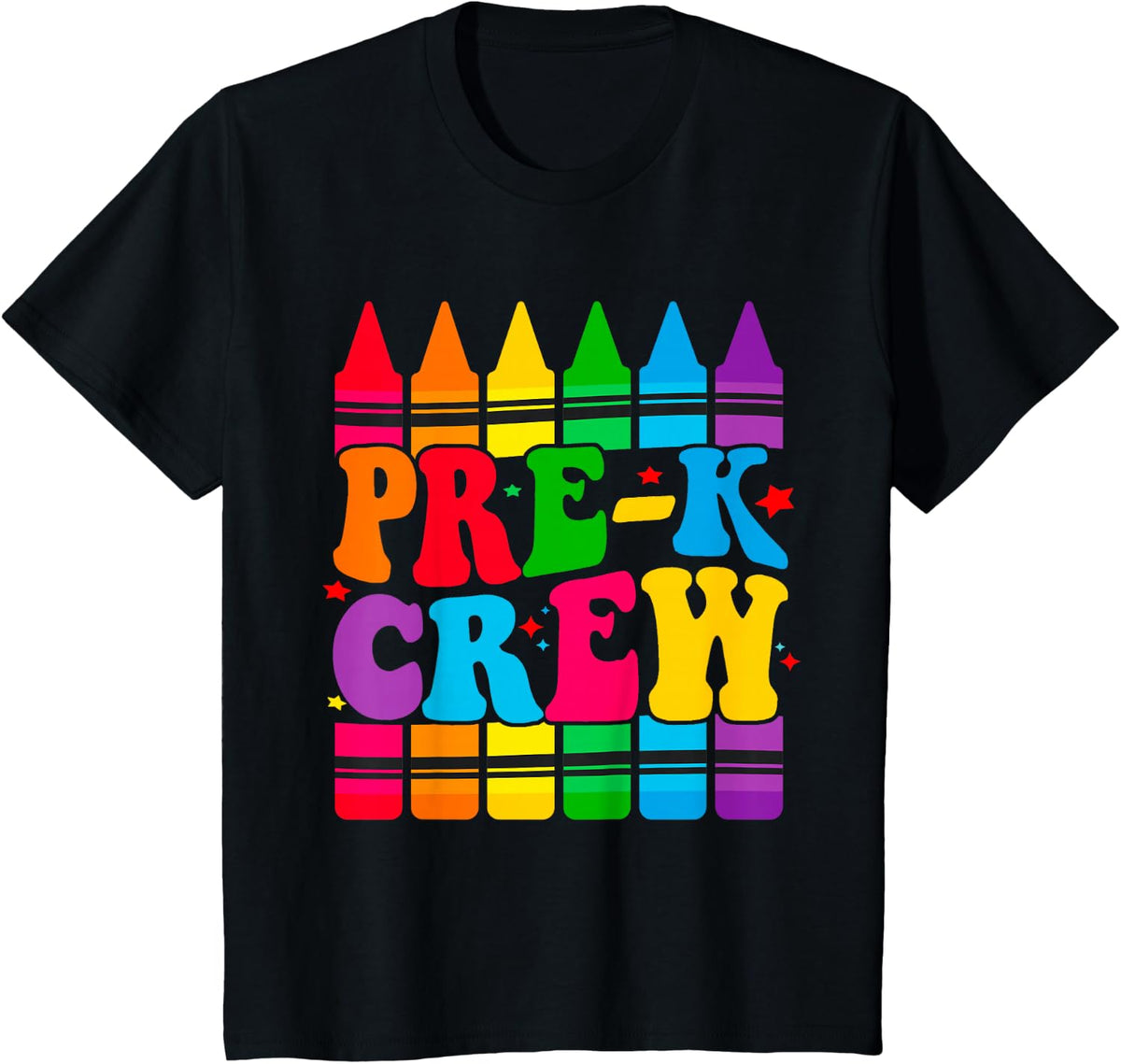 Pre-K Crew Back to School Funny Preschool Teacher Student Tee T-Shirt for First Day - Black