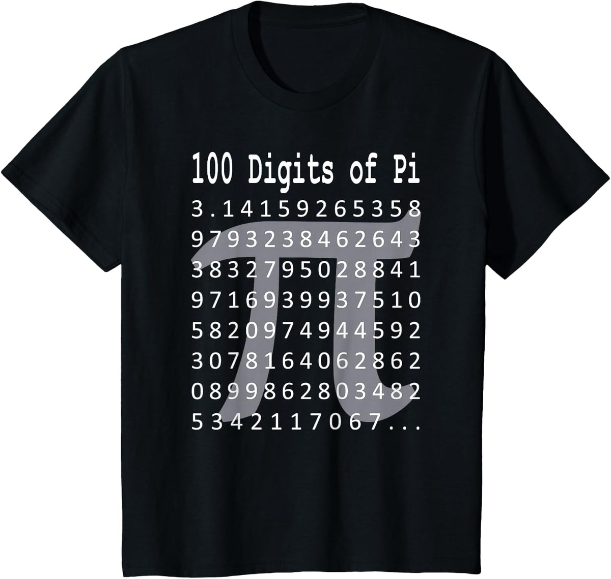 Pi Shirt, 100 Digits of Pi, 100 Digits of Pi Symbol Math T-Shirt - Black