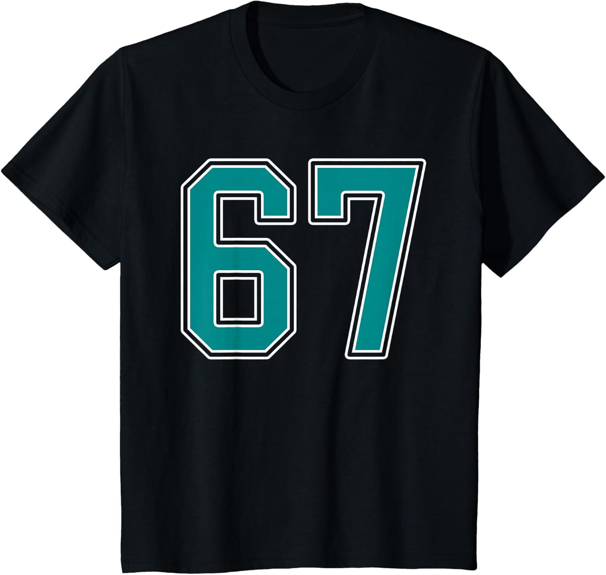 Teal and White Number 67 Jersey Player Uniform #67 Fan T-Shirt - Black