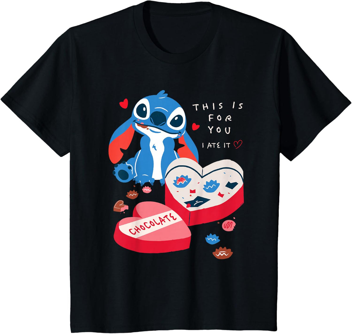 Disney Stitch Valentine's Day This is for You. I Ate it. T-Shirt - Black