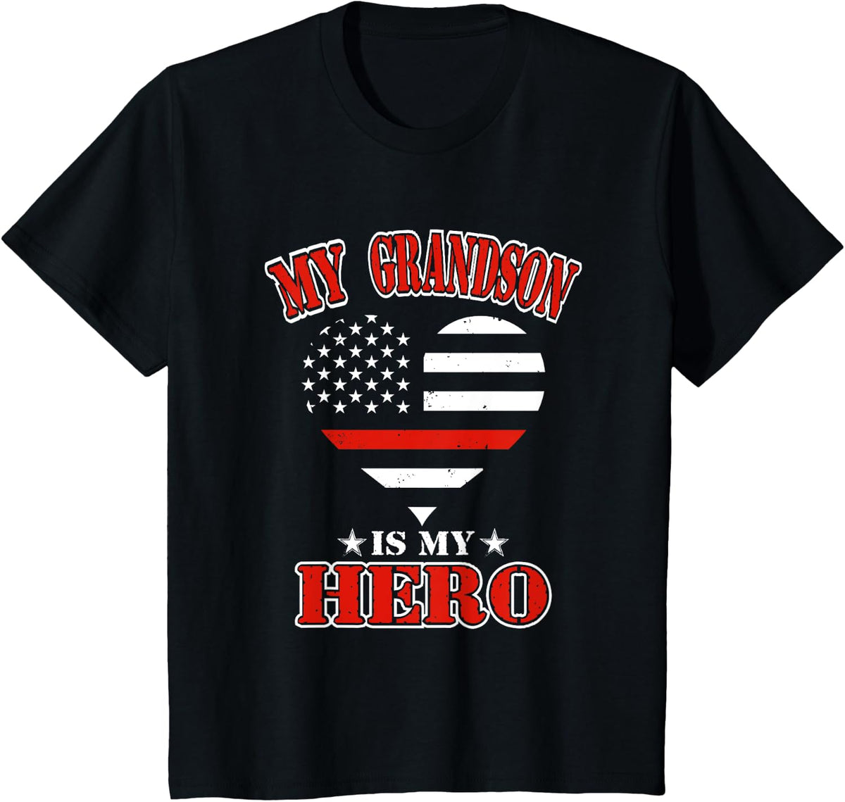 Firefighter Fireman Thin Red Line T-Shirt - Black
