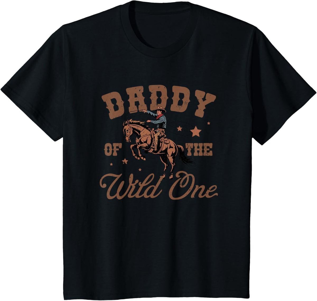 Daddy of The Wild One Cowboy Western Rodeo Party Matching T-Shirt - Black