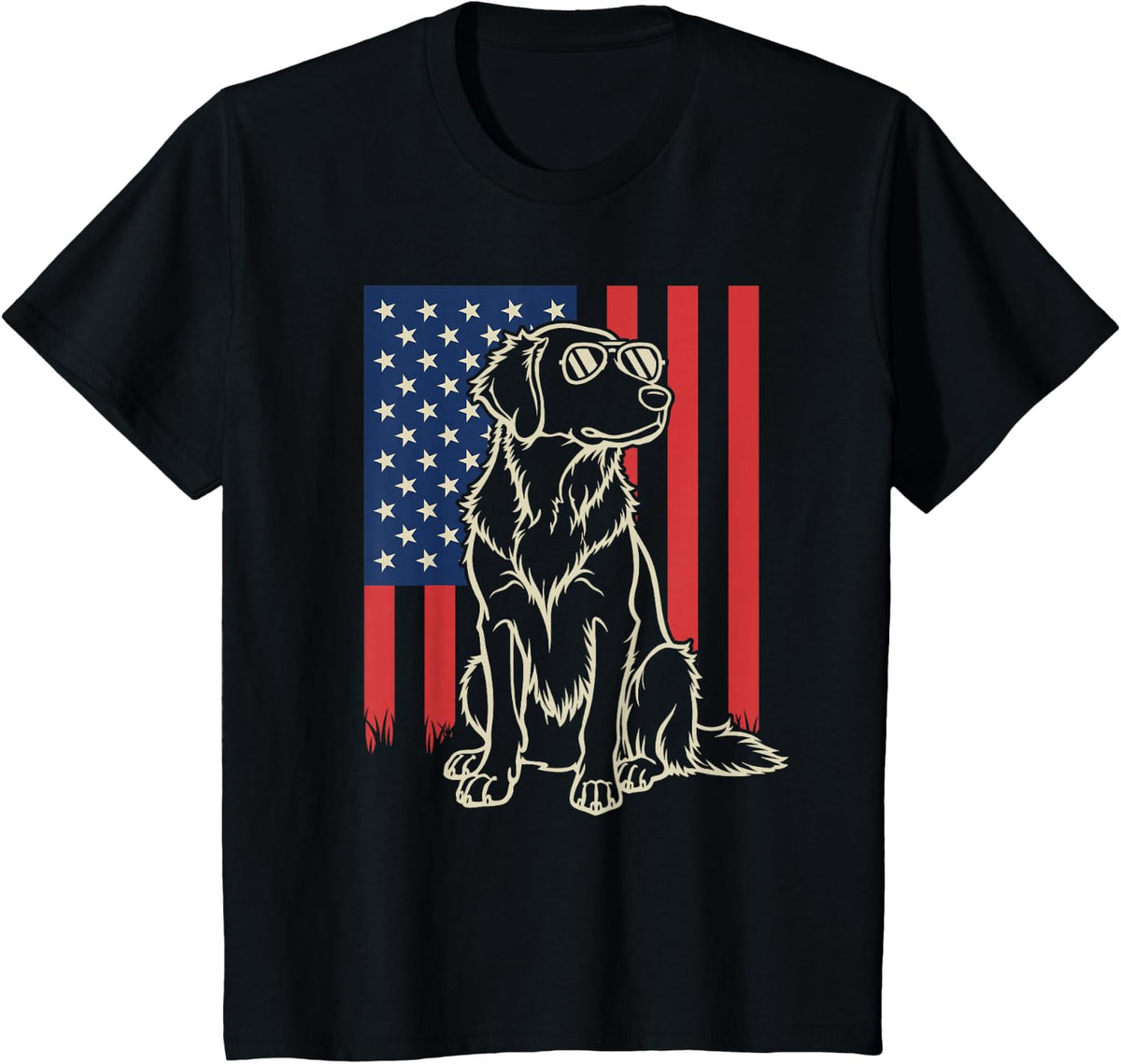 Golden Retriever Dog Lover 4th of July T-Shirt - Black