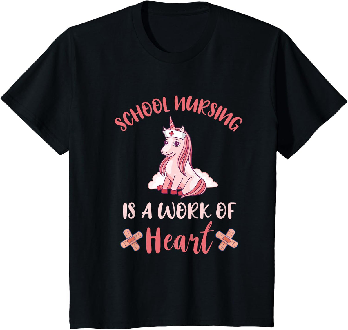 School Nurse Unicorn Heart School Nursing Nurse Student T-Shirt - Black