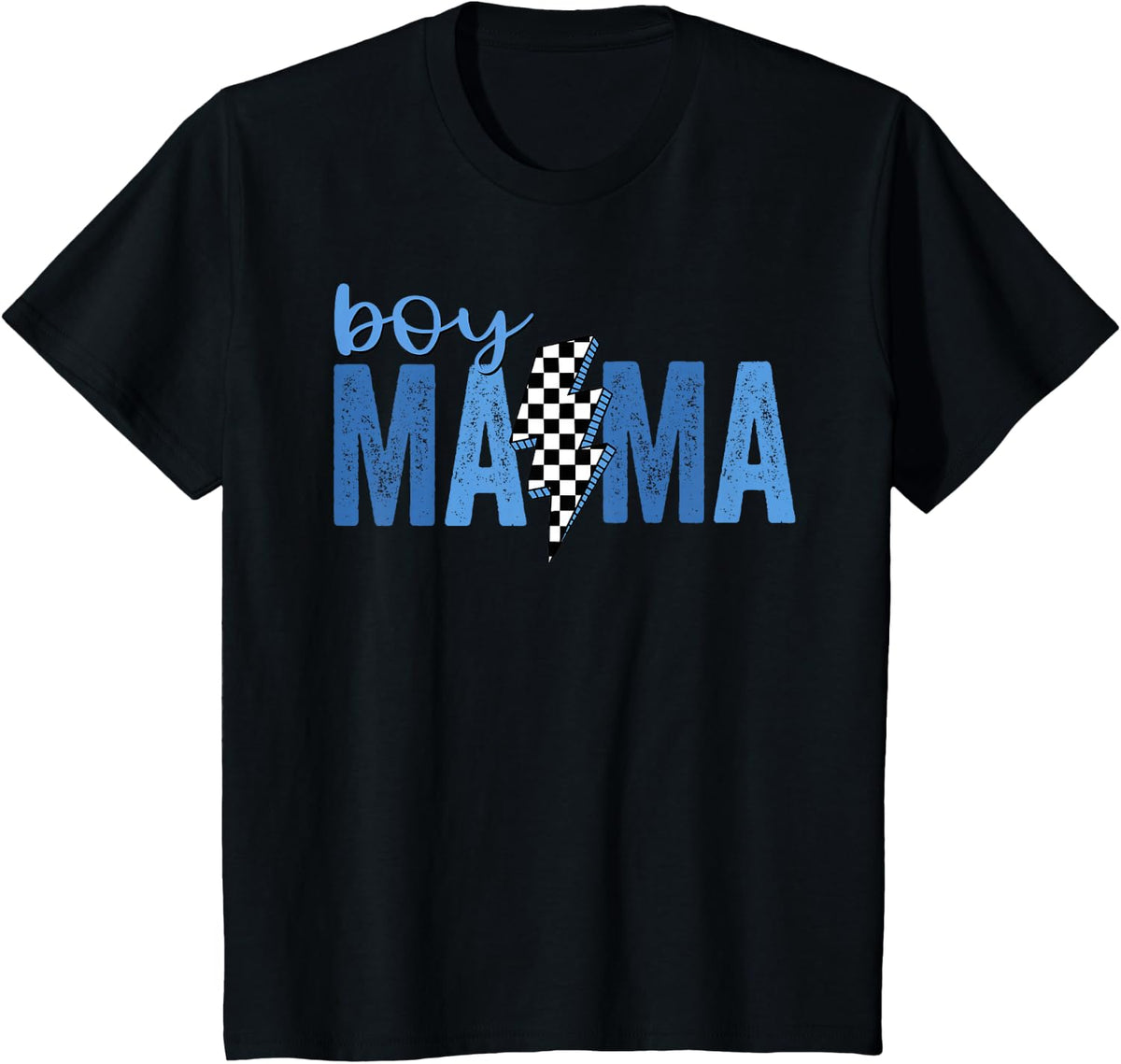 Boy Mama Lightning Mommy Funny Happy Mother's Day Mom Life T-Shirt - Black